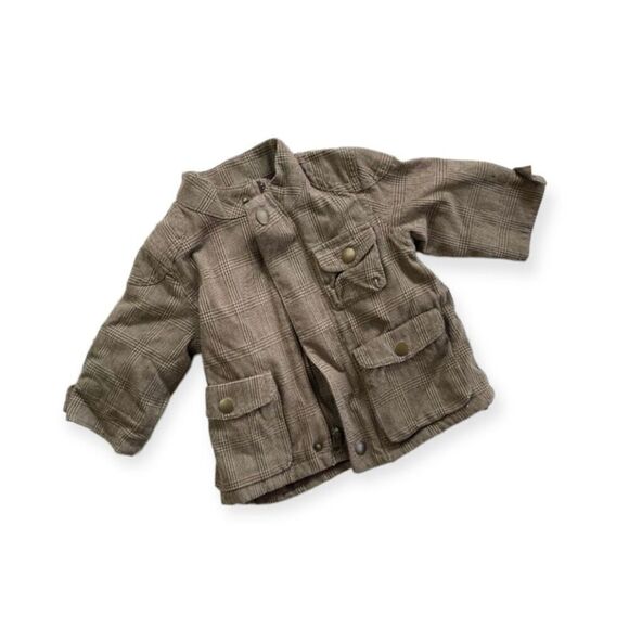 Baby Boys Gap Brown Houndstooth Winter Plaid Statement Jacket - Sz 0-6 m - Picture 2 of 2